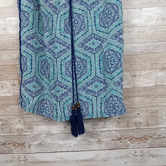 SOLITAIRE Women's Blue Crochet Patterned Sleeveless Tank Top Size S - Picture 4 of 8